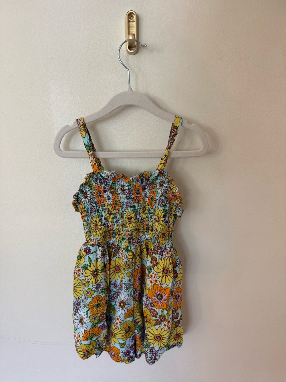art class Yellow Multi Floral Smocked Romper
